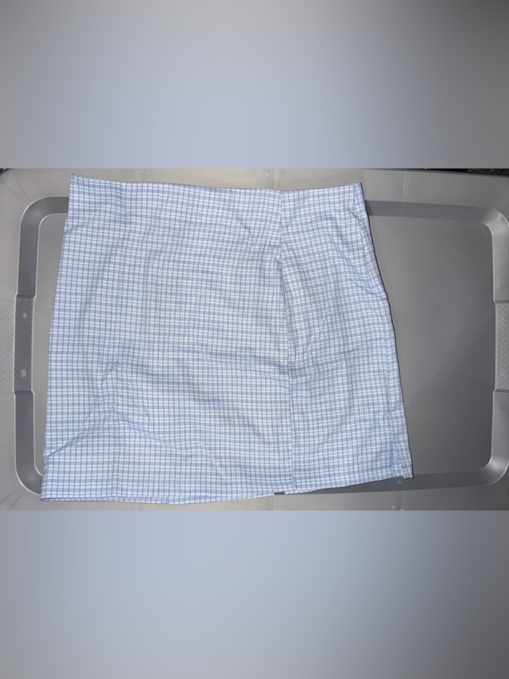 Light Blue Checked Mini Skirt